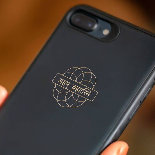 Mobile Back Cover Sticker-'Aham Banarasi (Minimal)' (Set of 2)